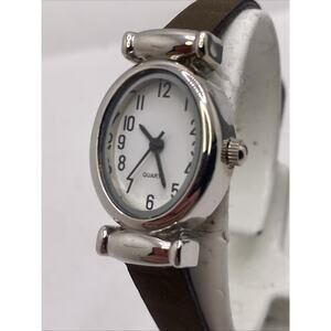 Womens Vintage Silver Brown Watch New Battery